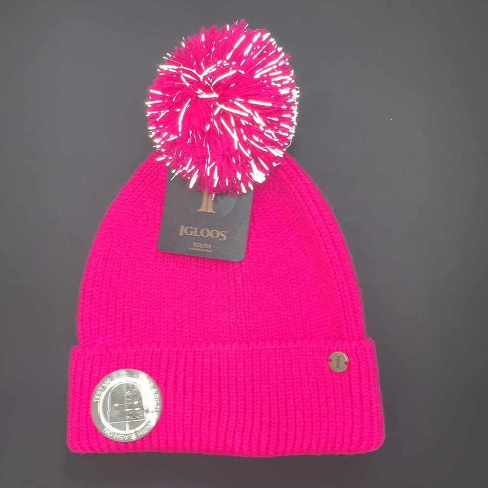 NWT IGLOOS NEON PINK REFLECTIVE & POMPOM